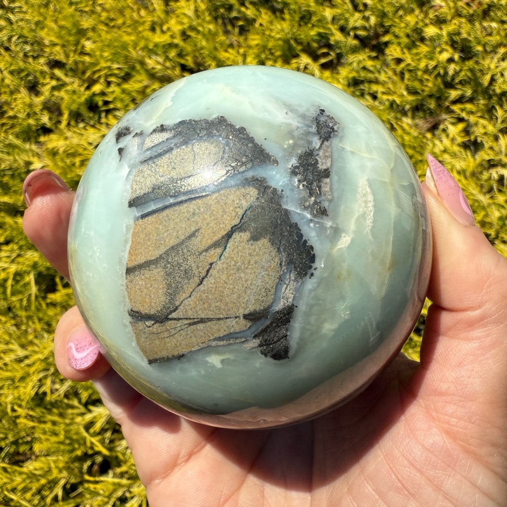 Caribbean Calcite w/ Pyrite Sphere 80mm